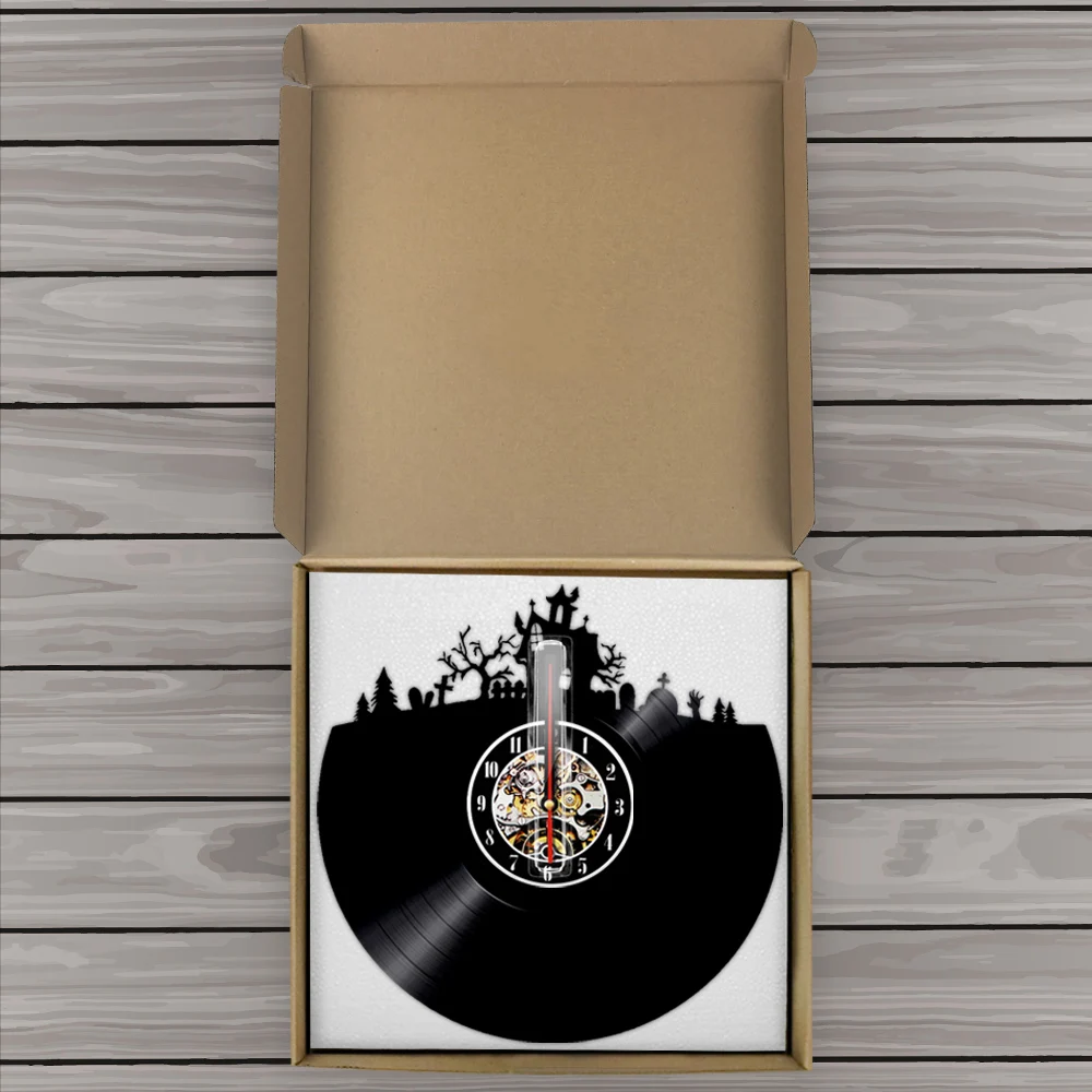 Настенная декоративная виниловая запись с днем Хэллоуина настенные часы черепом