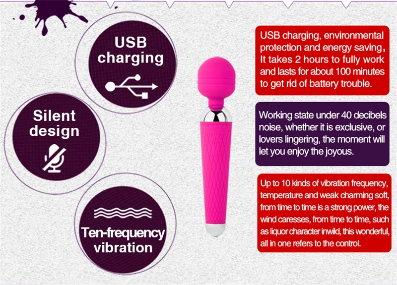 Волшебная палочка с USB зарядкой вибратор для точки G секс игрушки женщин