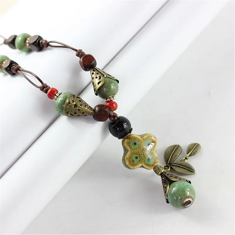 2023 Восстановление древних путей - популярная керамическая цепочка с подвеской в виде кисти листьев на длинном ожерелье - ювелирное изделие лучший подарок.