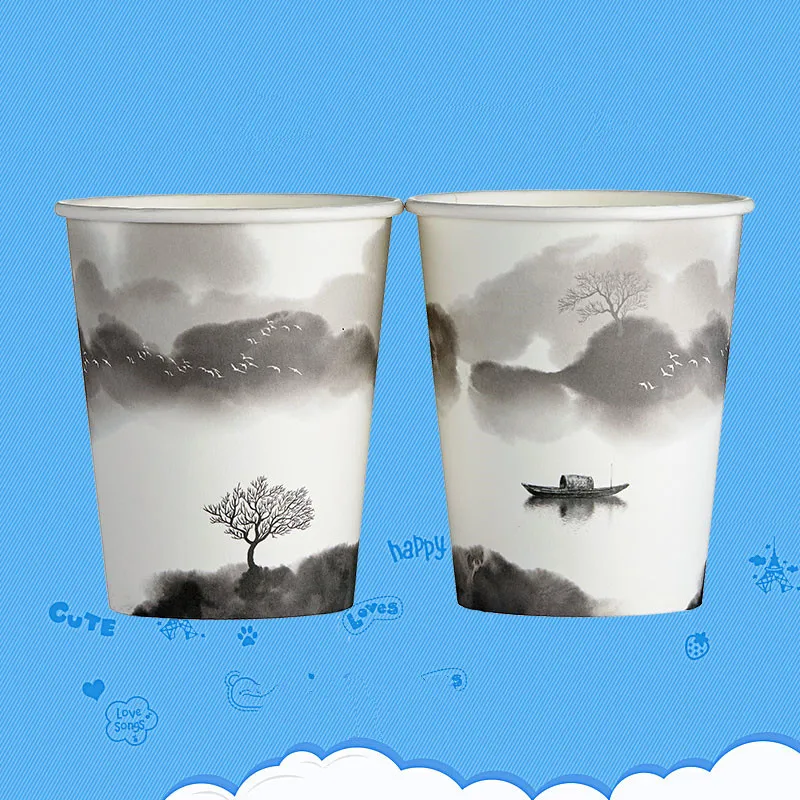 100 шт. Творческий мультфильм Одноразовая чашка для чая 250 мл 9 унций холодный и Hot