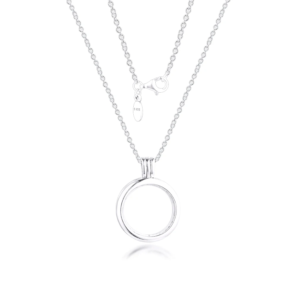 Средний плавающий медальон кулон ожерелье для женщин из серебра 925 пробы