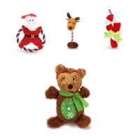 1pc new christmas santa claus elk pet dog toys chew squeaker pet plush toys for dogs cute biting rope sound toys pet supplies