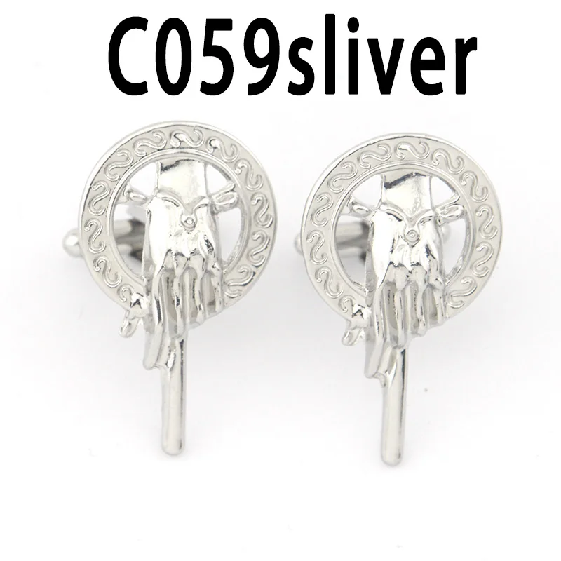 C059-silver Мода Игра престолов Старк семья запонки в виде головы волка рука короля запонки с драконом Свадебная вечеринка Винтаж манжеты ювелирные изделия - Окраска металла: C059-silver