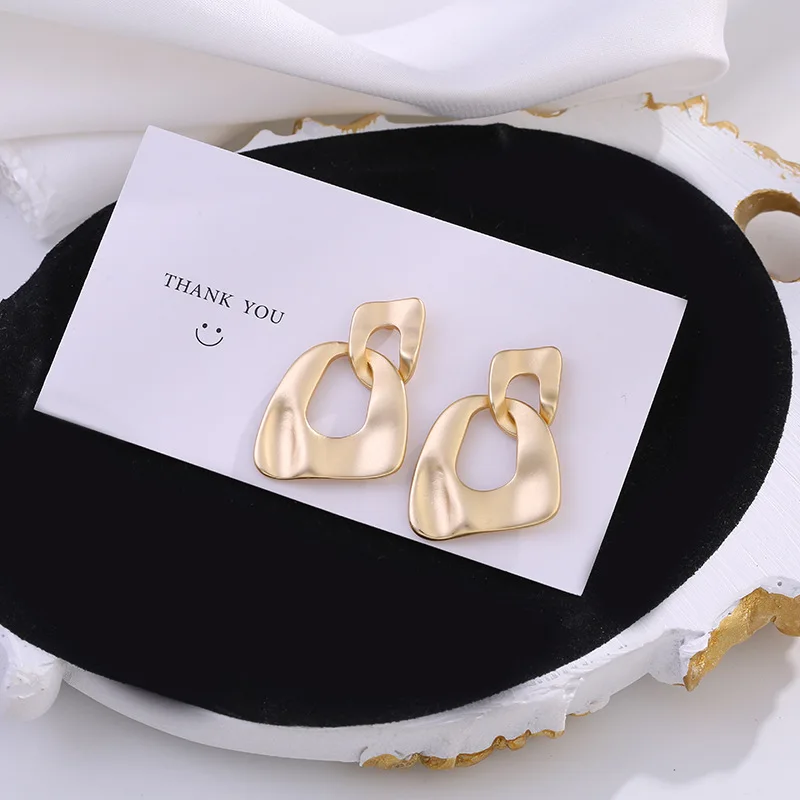 

High Quality Vintage Punk Simple Matte Gold Color Geometric Drop Earrings Gifts for Women Girl Party Jewelry 2020 New Dangling