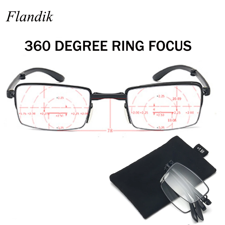 

Прогрессивное мультифокальное стекло для чтения для мужчин 360 градусов кольцо для фокусировки против синего пресбиопии стекло es Ультралег...