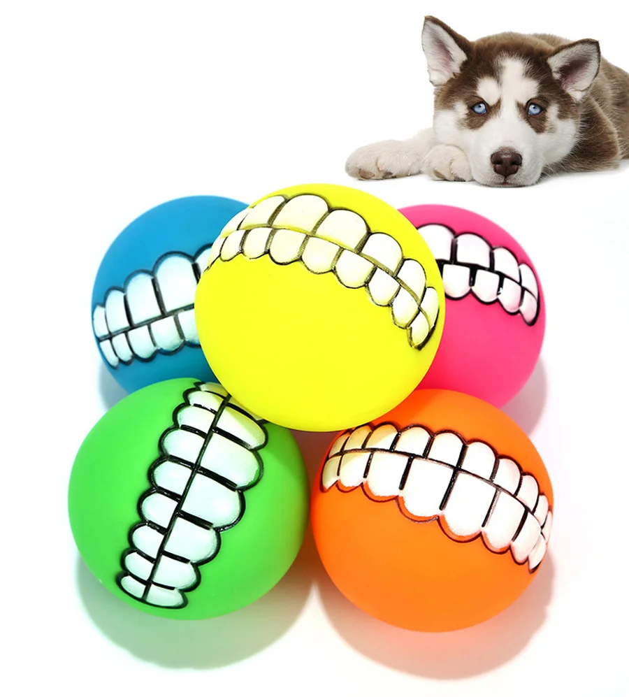 

Rubber Dog Toys Squeaky Cleaning Tooth Dog Chew Toy Small Puppy Toys Ball Bite Resistant Sounding Cleaning Pet Supplies