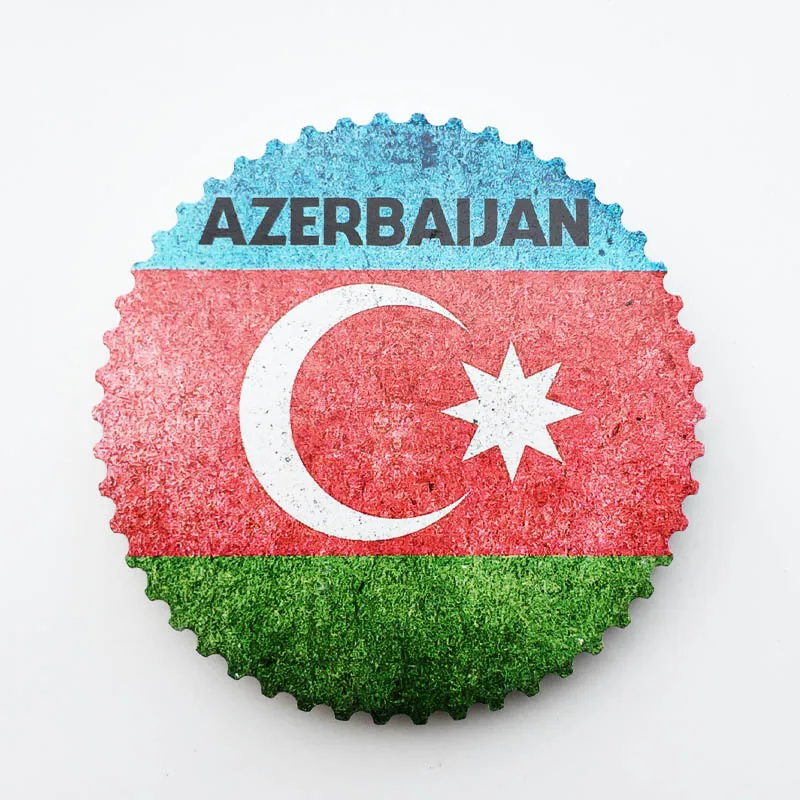 

QIQIPP Azerbaijan creative flag tourism commemorative decorative crafts collection gift ceramic magnet refrigerator stickers.