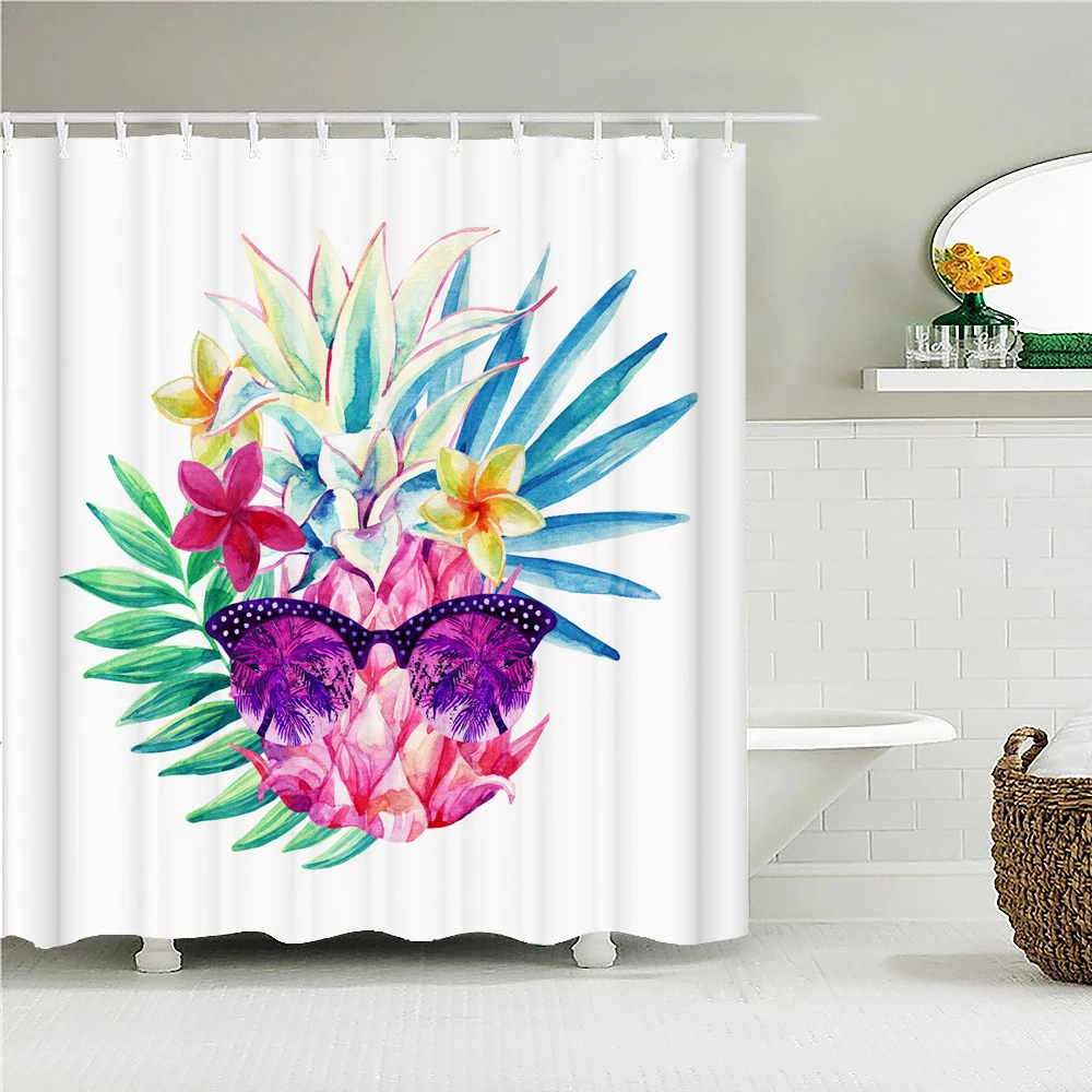 

Floral Flowers Shower Curtain Bathroom Waterproof Polyester Shower Curtain Printing Curtains for Bathroom Shower with 12 Hooks
