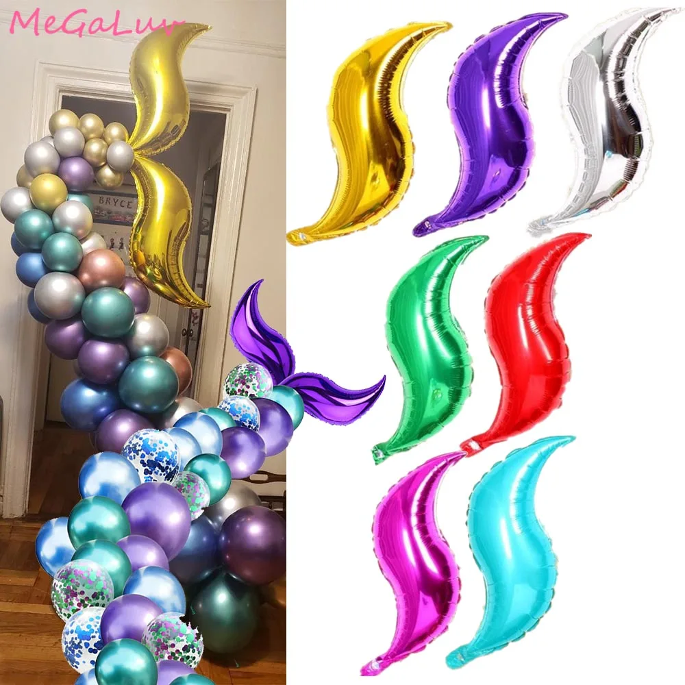 18 Inch S-shaped Foil Balloon DIY Mermaid Tail  Inflatable Air Balllons Kids Birthday Mermaid Party Supplies Wedding Decorations