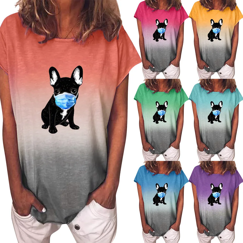 Женская футболка с круглым вырезом и коротким рукавом Womail модная градиентным