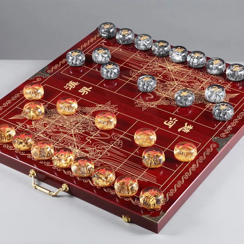 

Crystal Luxury Chinese Chess Set Xiangqi Large Travel Tournament Chinese Chess Set Adult Juegos De Mesa Board Games BD50CG