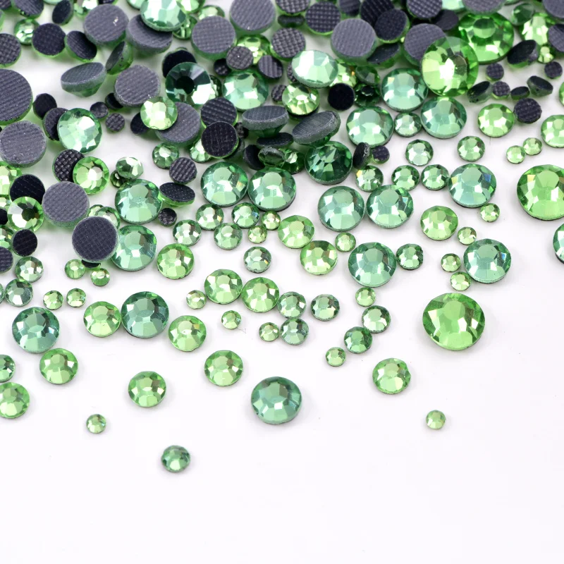 Светло перидот Оптовая DMC исправление горный хрусталь Flatback зеленый Железный на