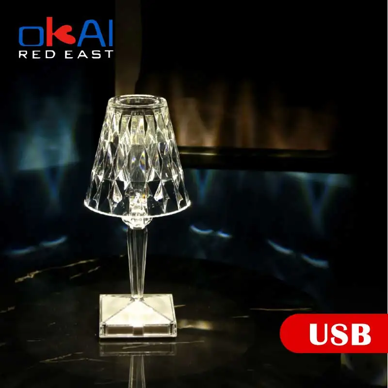 

Acrylic Table Lamp wedding decoration USB Charging LED Touch switch Night light Room Hotel Restaurant Italian Design.