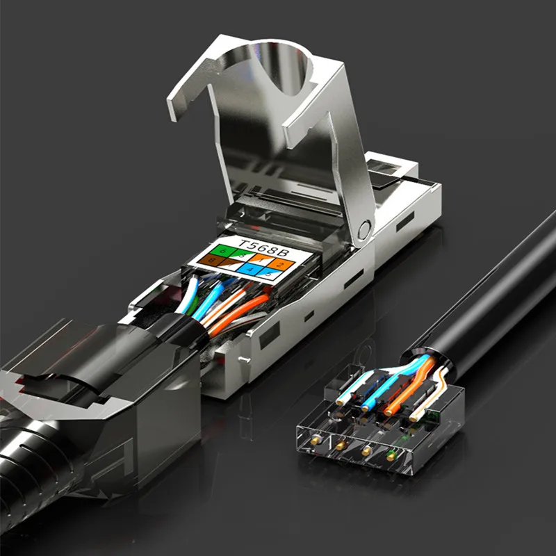 Экранированный полевой разъем RJ45 8P8C STP без инструментов концевой для Cat6 Cat6A Cat7 23AWG