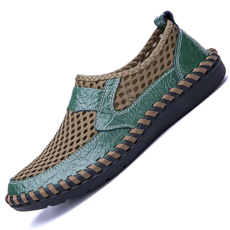 Летняя мужская обувь кожаные водонепроницаемые мокасины резиновые для мужчин