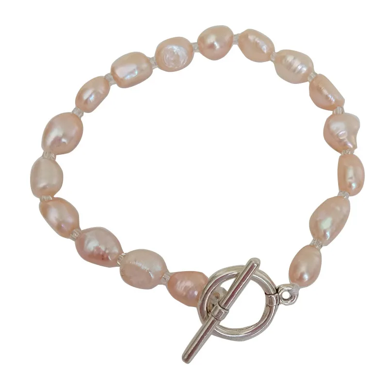 Браслет из 100% натурального пресноводного жемчуга с хрустальными бусинами длина