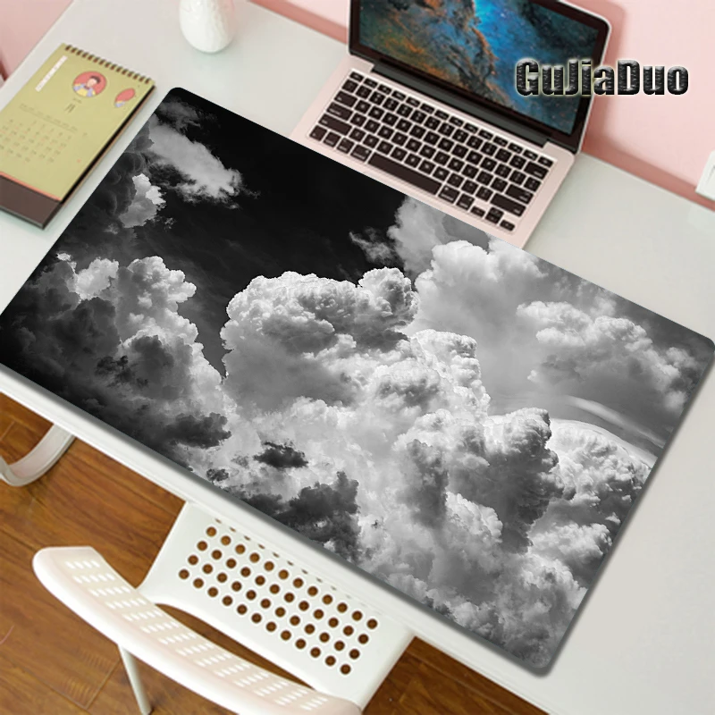 

GuJiaDuo Black White Artistic Cloud Pattern Mouse Pad XXL Natural Rubber Non-slip Waterproof Large Mousepad Gaming Accessories
