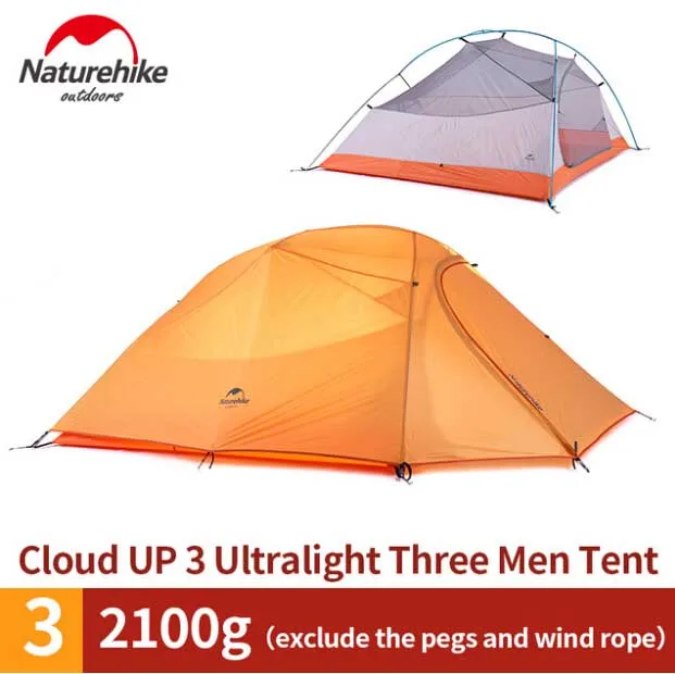 Naturehike Cloud Up Series 1 2 3 человек Сверхлегкий тент оборудование для кемпинга 20D нейлон Открытый Палатка с ковриком - Цвет: Up3 210T Orange