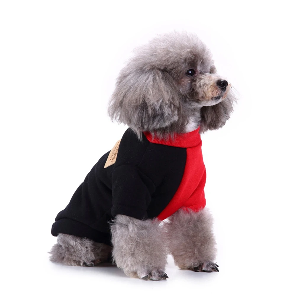 Домашних животных зимние теплые черный красный Цвет Блокировка свитер Щенок Кот