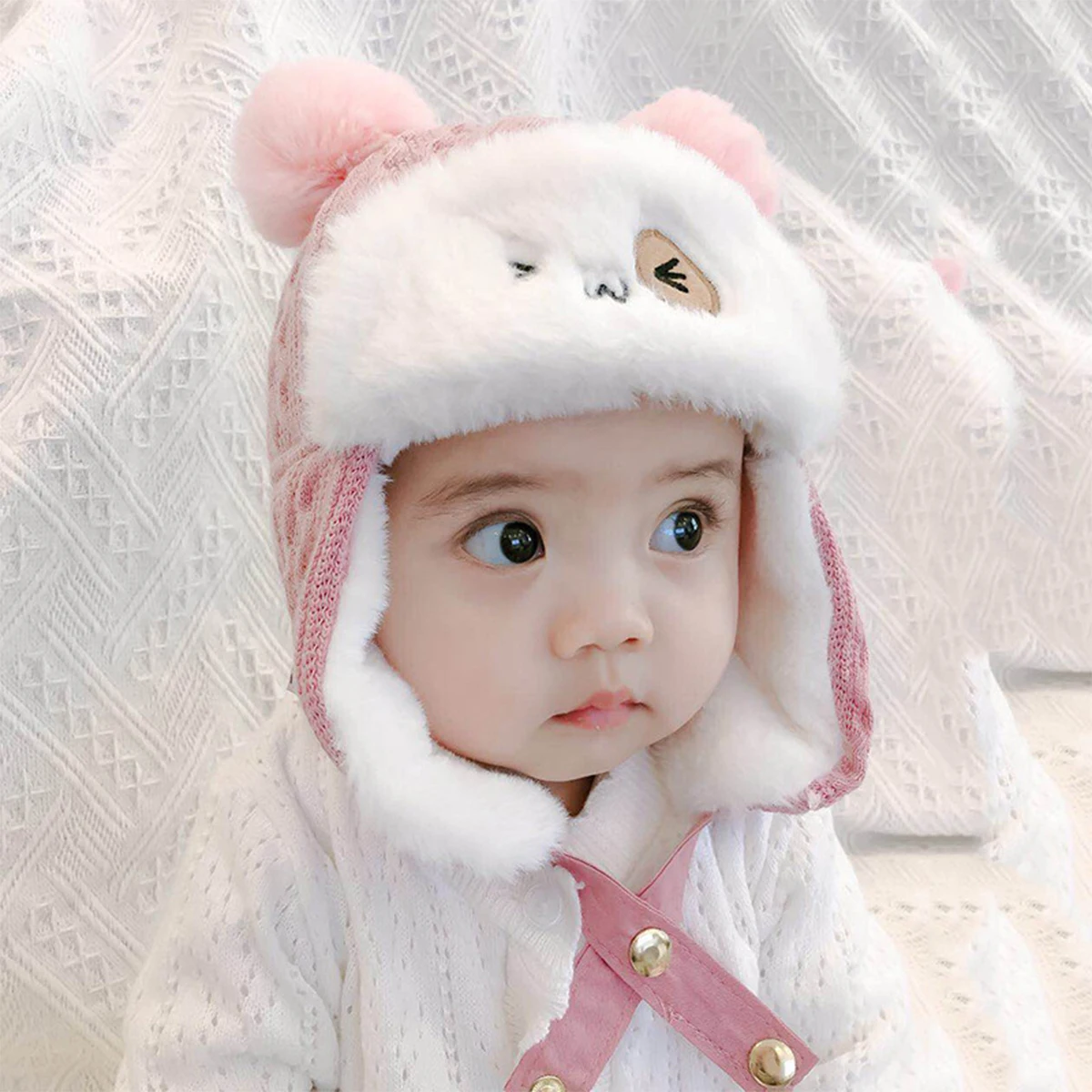 Autumn Winter Warm Knitted Wool Beanie Hat for Girl Cute Baby Cap Hats with Braids Infant Headwear Kids Accessories