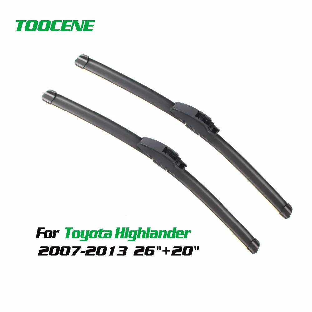 Toocene Windscreen Wiper Blades For Toyota Highlander 2007-2013 pair 26''+20'' Natural Rubber Window Windshield auto accessories |
