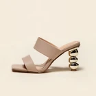 Новинка 2021, женские сандалии на высоком каблуке, роскошные брендовые летние пикантные модные туфли с квадратным носком, искусственная кожа, бесплатная доставка