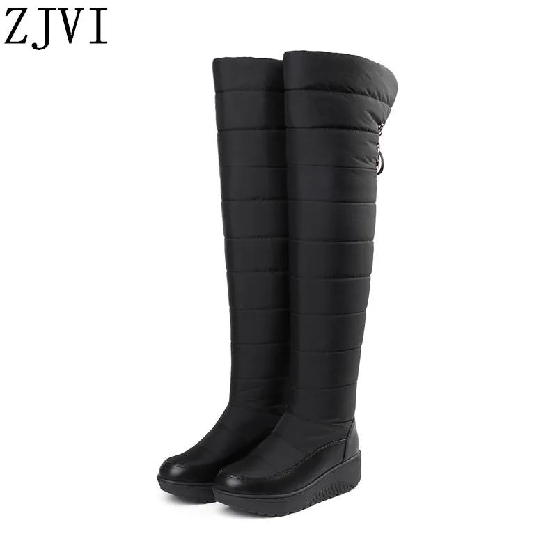 

ZJVI Women Platform Wedges Heels Over The Knee Snow Boots Woman Warm Winter Ladies Thigh High Boots Girls Shoes 2022 Black Blue