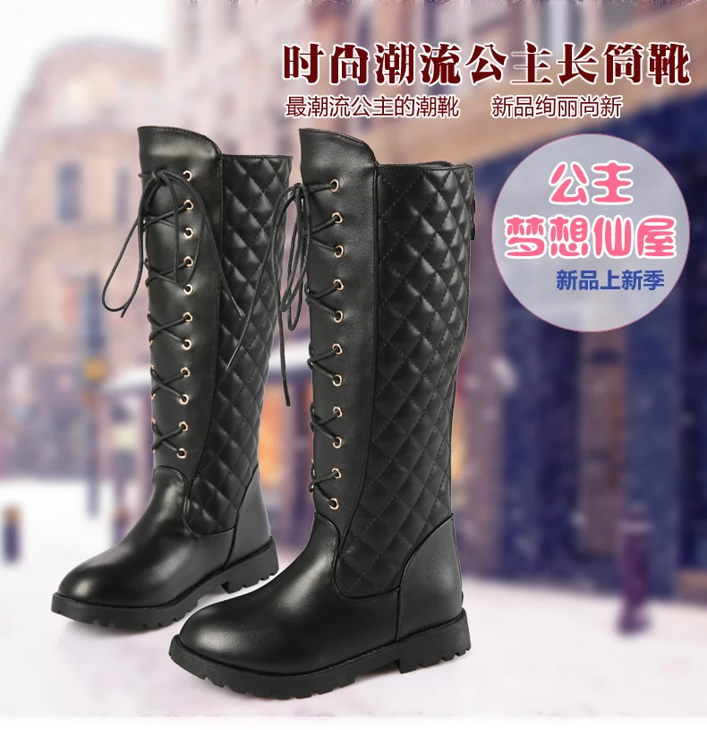 Детские мягкие ботинки martin; модные сапоги до колена на шнуровке для девочек; мягкая подошва; износостойкая водонепроницаемая обувь принцессы