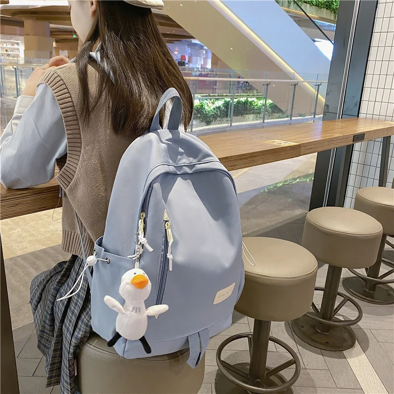 

Студенческий Повседневный дорожный Однотонный мужской женский рюкзак женский консервативный стиль колледж для девочек-подростков школьн...