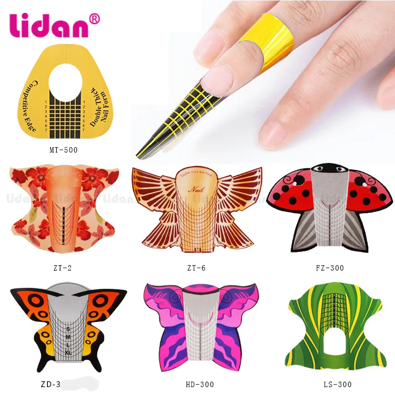 100 листов бумажный лоток для ногтей с бабочкой акриловые французские наконечники