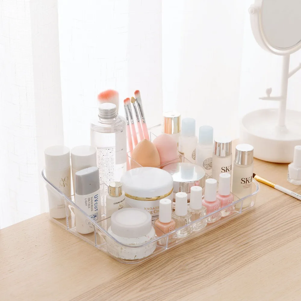 

Transparent Makeup Organizer Cosmetic Storage Box Nail Polish Lipstick Organizer Desktop Storage Case Container