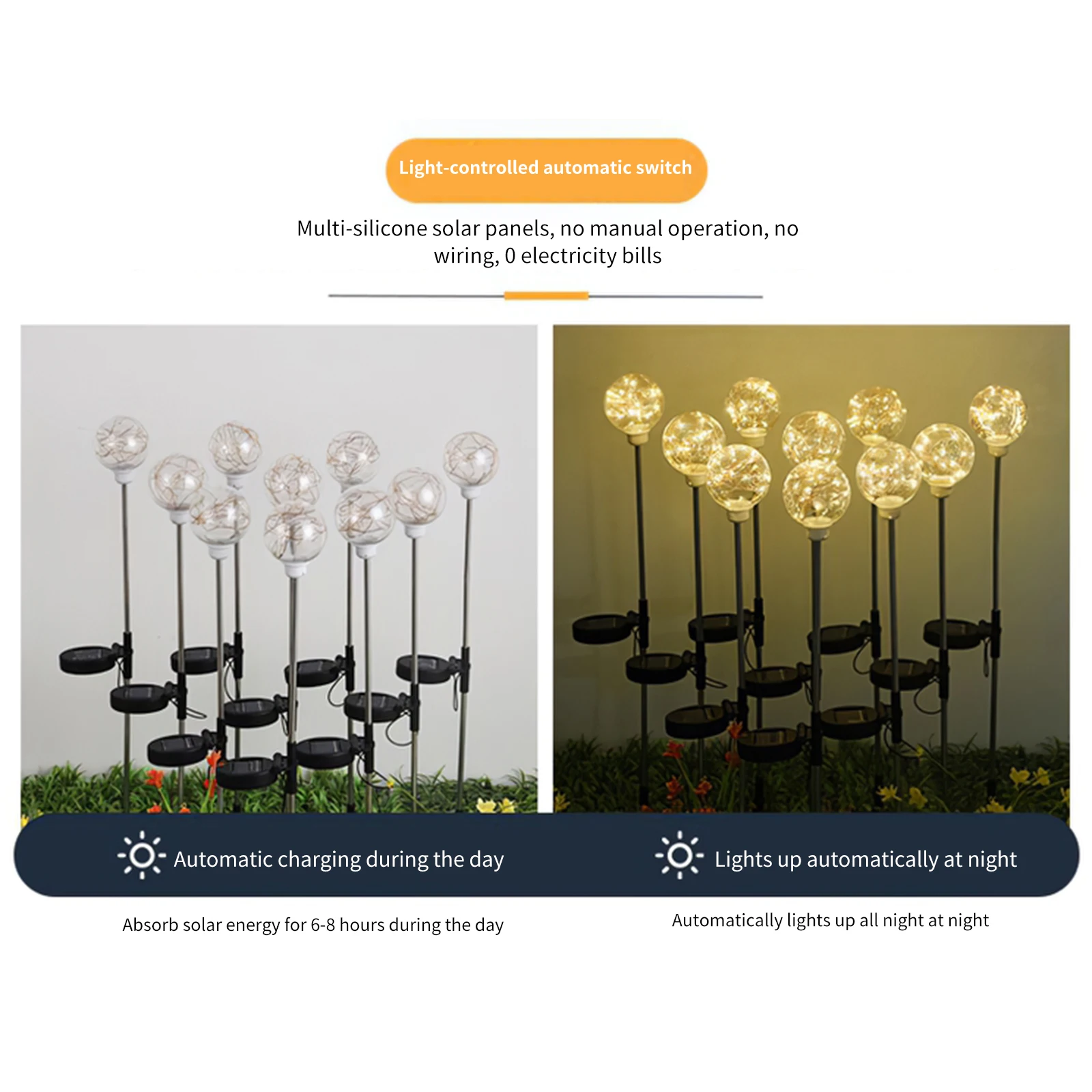 

2Pcs Solar Garden Light Wireless LED Solar Path Lamp Fairy Light Chain Ground Plugging Lamp For Outdoor Garden Lawn Decoration