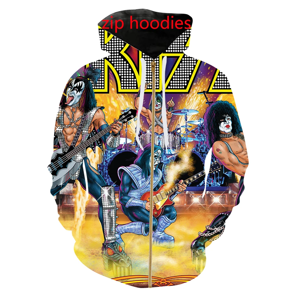 Толстовка с 3D-принтом kiss band рок-коллаж футболка свитшот штаны Мужской Забавный