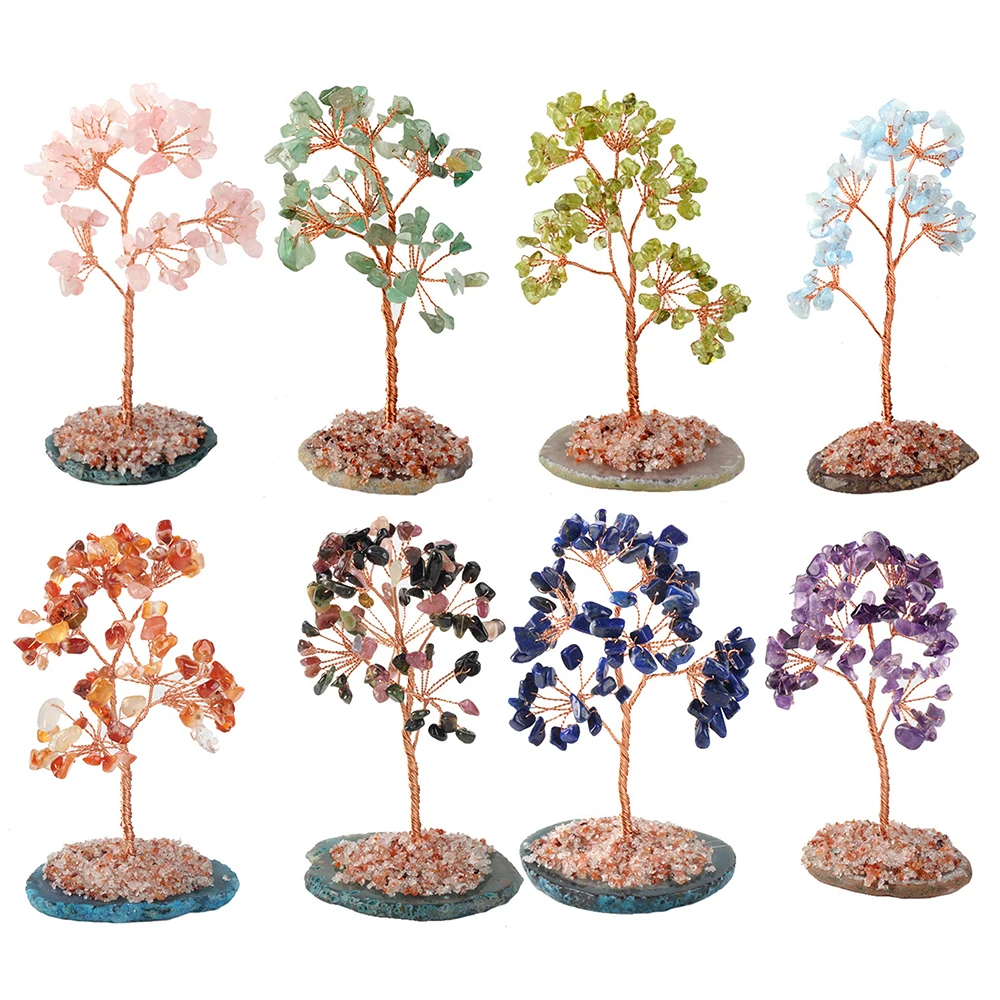 Ручной работы кристалл счастливые деньги камень дерево фэн шуй украшения для