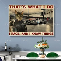 f1 auto racing racer cat lovers poster thats what i do i race and i know things home decor canvas wall art prints unique gift