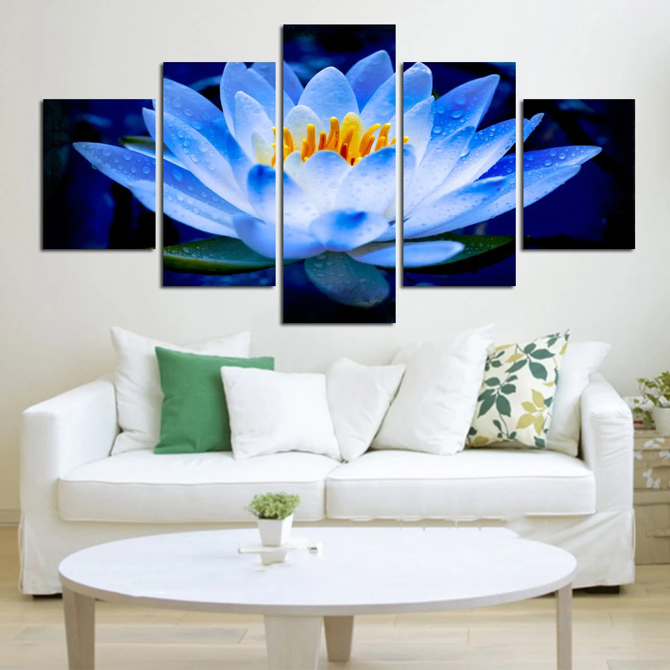 

Modern Canvas Painting Wall Art HD Prints 5 Pieces Lotus Home Plant Decor Modular Frame Pictures Minimalism Fresh Artwork Poster