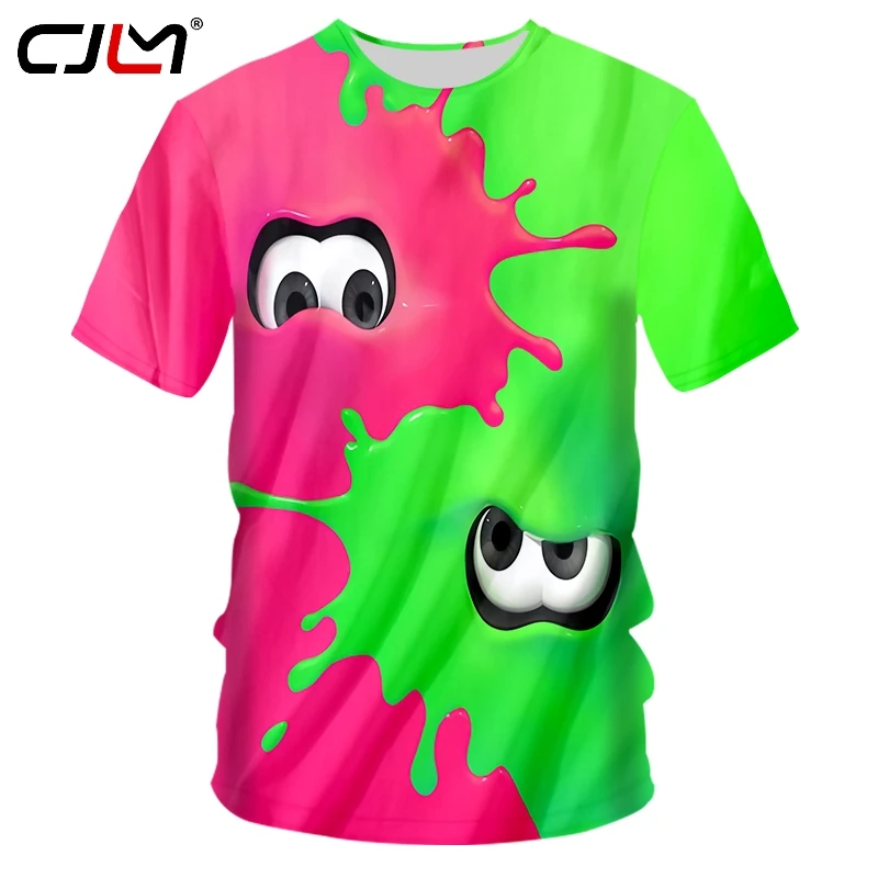 

Футболка CJLM с круглым вырезом, Мужская модная короткая футболка с 3D-принтом, летняя повседневная футболка унисекс большого размера с красно...