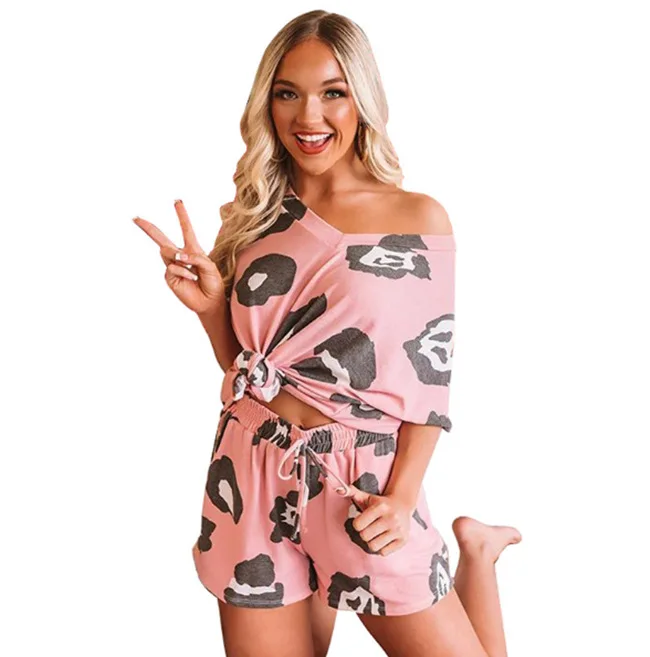 

Women Tie-Dye Pajamas Short Sleeve Sleepwear Shorts Pjs Lounge Sets 2 Piece Plus Sizes Casual Home Wear
