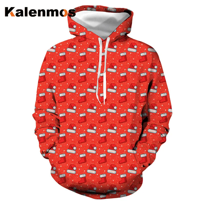 Унисекс пара Рождество толстовки для женщин и мужчин шапка с принтом носки