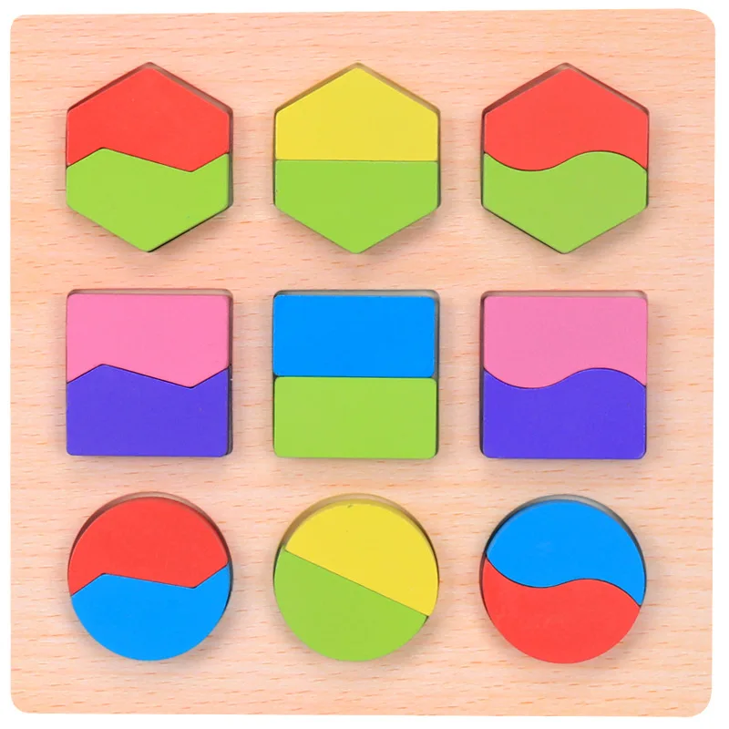 Top Quality Wooden Puzzle Kids Baby Early Educational Learning Toys for Children Geometric Shape Cognitive Board Wood Jigsaw - Цвет: Two
