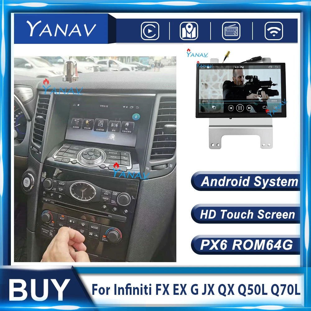 

Car multimedia dvd player For Infiniti FX EX G JX QX Q50L Q70L CAR GPS navigation Car stereo Tesla style Car adio player Android