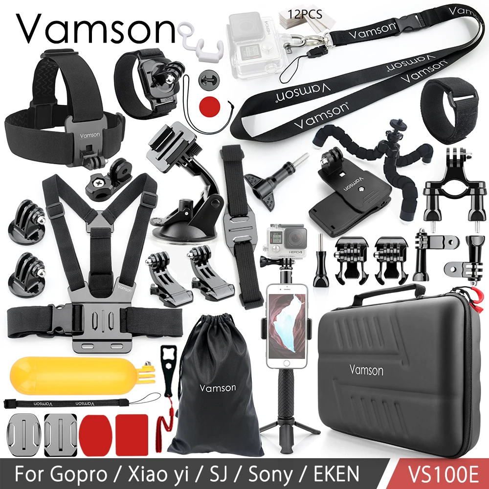 Набор аксессуаров для экшн камеры Vamson VS100 комплект Gopro hero 7 6 5 4 SJCAM M10 Xiaomi yi 4k SJ5000 case