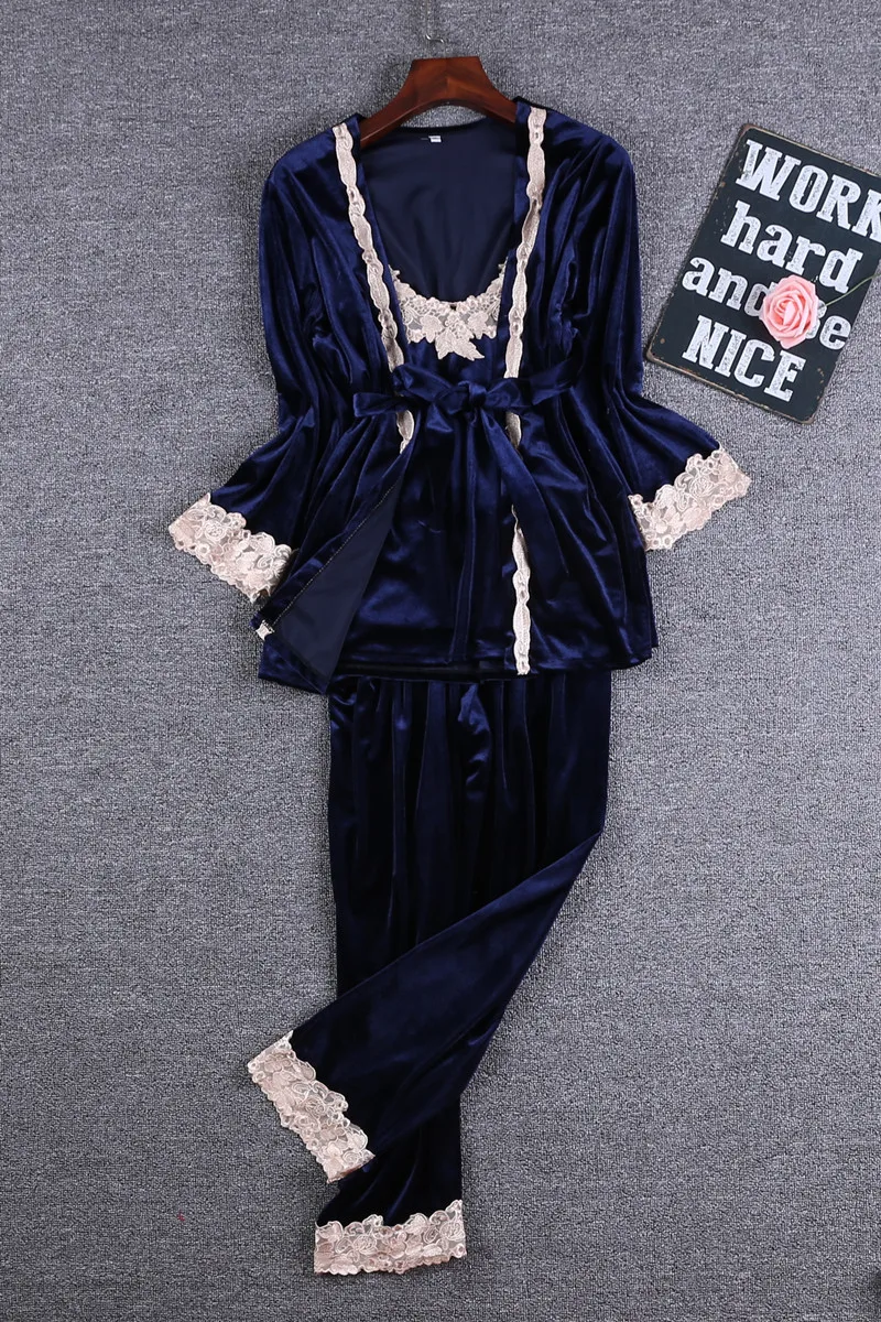 Gary Blue/комплект из 3 предметов: топ с ремнем и штаны пижама комплекты одежды для сна