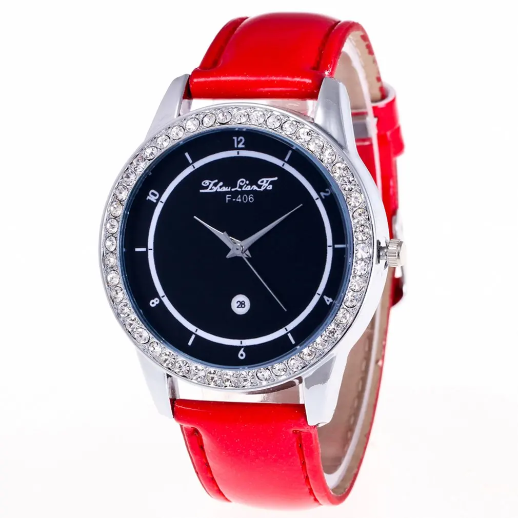 Shiny Light Blue Quartz Watch Female Simple Pattern Leather Strap Round Dial Exquisite Workmanship for Dropshipping | Наручные часы