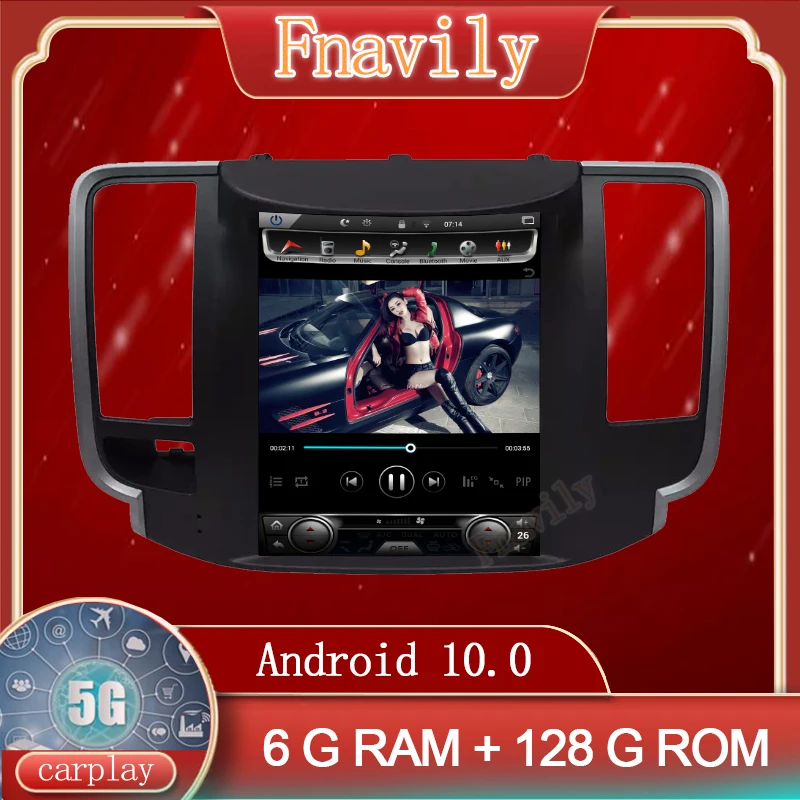 

Fnavily Android 10 автомобильный радиоприемник для Nissan Teana мультимедийный проигрыватель GPS-навигация вертикальный экран Тесла стиль 10,4"