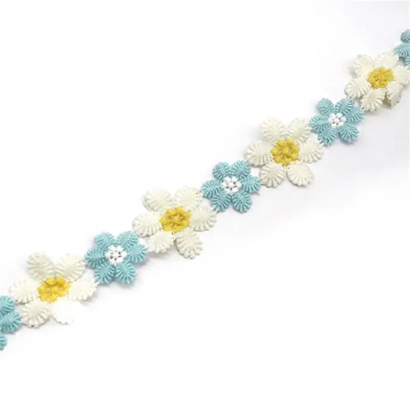 no3 3.2cm blue H648 91 см красочные ромашки Кружева отделка Вязание Свадебное кружево вышитые Diy ручной работы лоскутное Ленточные швейные принадлежности ремесла - Цвет: no3 3.2cm blue