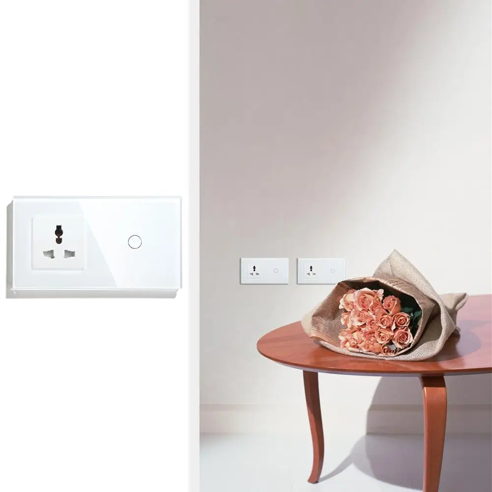 BSEED Сенсорный выключатель 1 группа, 2 группы, 3 группы, 2 в режиме мультифункциональной розетки Черный белый золотой кристаллический стеклянный панельный переключатель on.