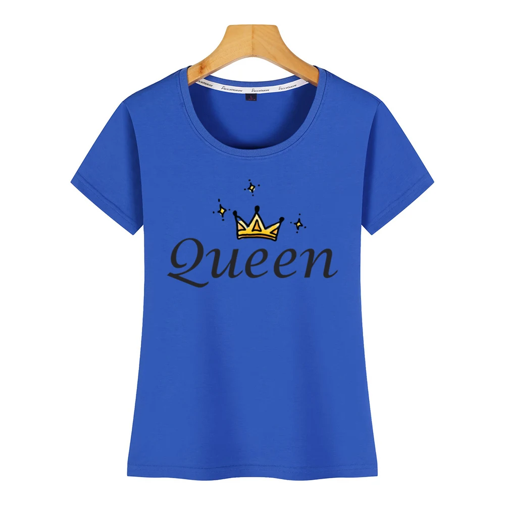 Женская хлопковая футболка с надписью король и королева|Футболки| |