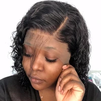 natural colorombre lace front wig human hair pre plucked transparent lace brazilian hair short curly bob wig for black women