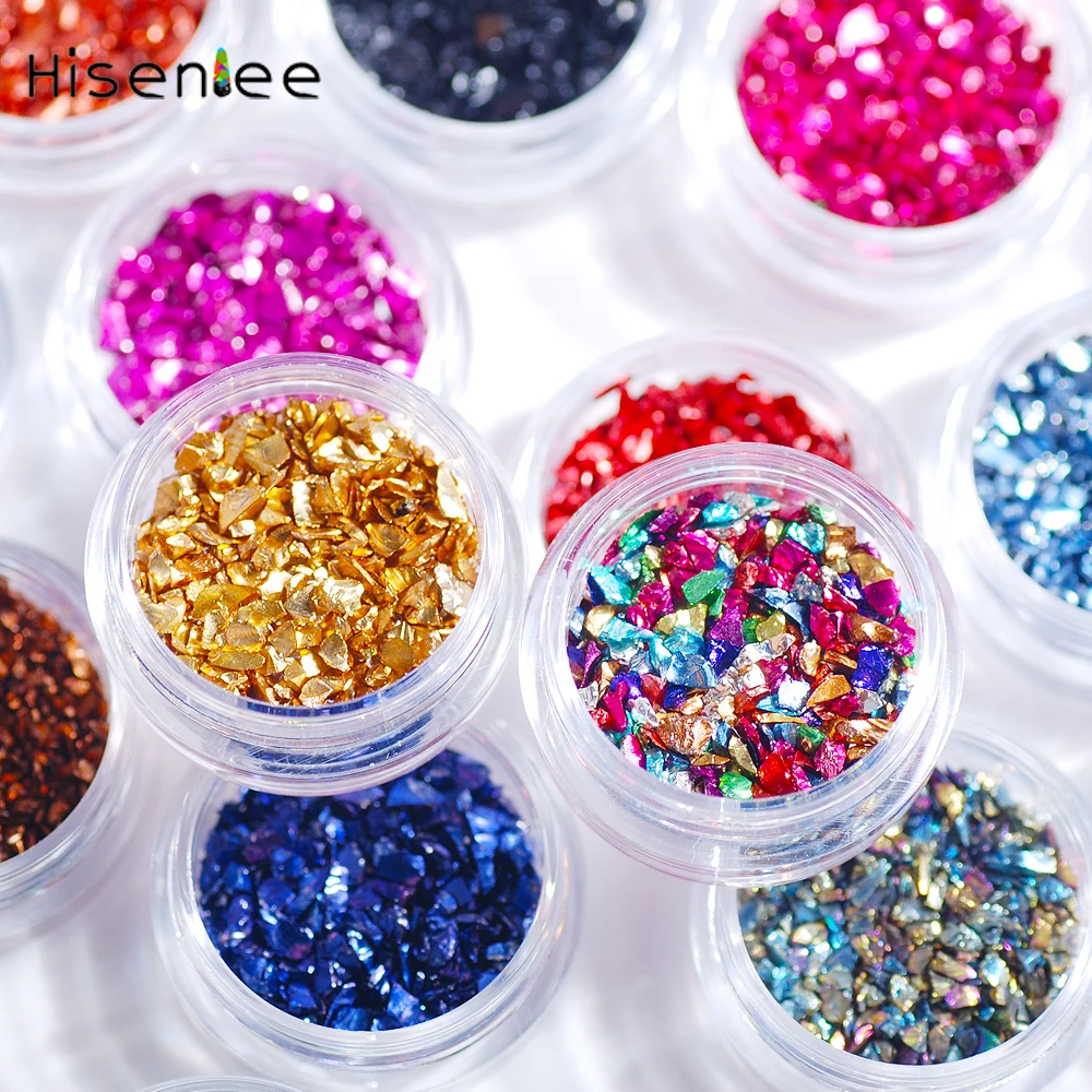 

16 Boxes of New Hot Colorful Crystal Transparent Broken Glass Stone Rhinestones 3D Charm DIY Nail Art Design Decoration